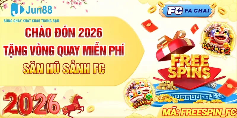 Chuỗi Khuyến Mãi Jun88 | Lì Xì Hấp Dẫn Đầu Năm 2026 5 Chào Đón 2026 Jun88 Tặng Vòng Quay Miễn Phí - Săn Hũ Sảnh FC